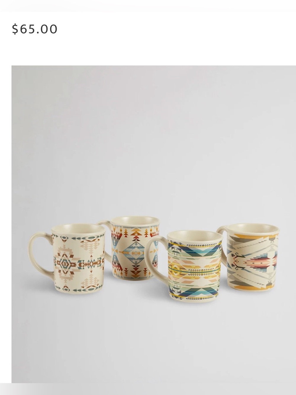 Pendleton Southwestern Pattern Ceramic Coffee Mugs